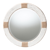 bali & pari Makya Round  Woven Rope Mirror - Coastal Mirror with White Fabric and Woven Jute Accents for Farmhouse, Boho Wall Decor, Beach House Baxton Studio restaurant furniture, hotel furniture, commercial furniture, wholesale bedroom furniture, wholesale mirror, classic mirror